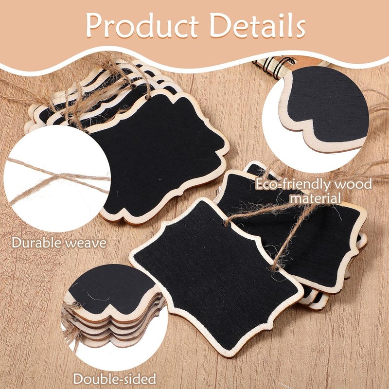 Andibro 10Pcs Blackboard Slate Decanter Tag, Reusable Decanter Tags with Hanging String Customizable Message Labels for Wedding Party Wine Bottle Buffet Decor Table Numbers Plants - Image 4
